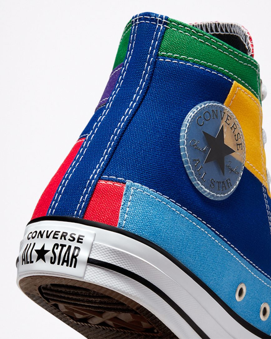 Dámské Boty Vysoké Converse Chuck Taylor All Star Patchwork Červené Blankyt | CZ MPZC69